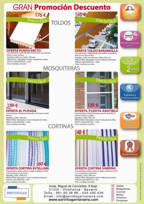 Mantenemos ofertas en toldos y cortinas.